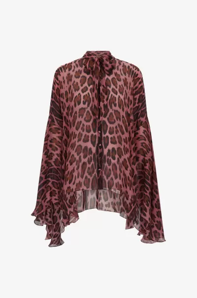 Camicia Stampa Leopard Donna Pink Moda Camicie E Top Roberto Cavalli