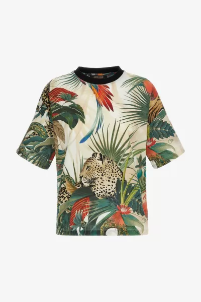 T-Shirt Con Stampa Jungle T-Shirt Multicolor Affidabilità Roberto Cavalli Donna