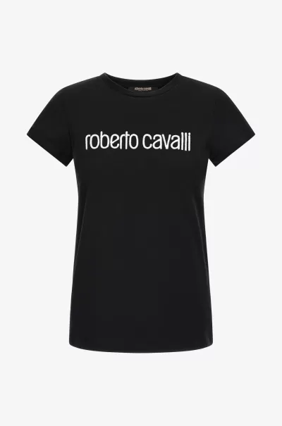 Affidabilità T-Shirt Con Logo Roberto Cavalli T-Shirt Black Donna