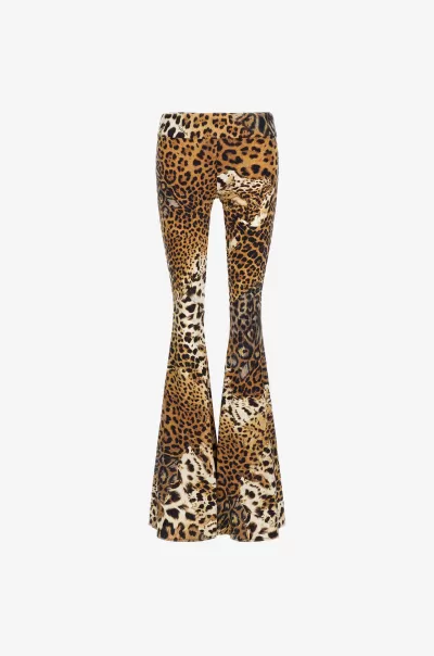 Roberto Cavalli Pantaloni Stampa Leopard Naturale Punto Vendita Donna Pantaloni E Shorts