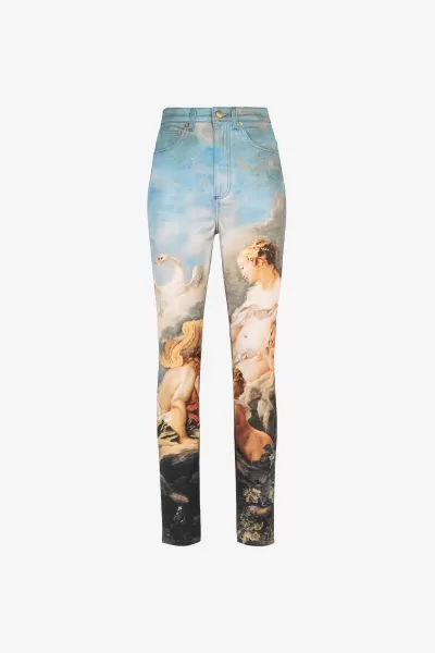 Jeans Con Stampa Roberto Cavalli Pantaloni E Shorts Multicolor Qualità Donna