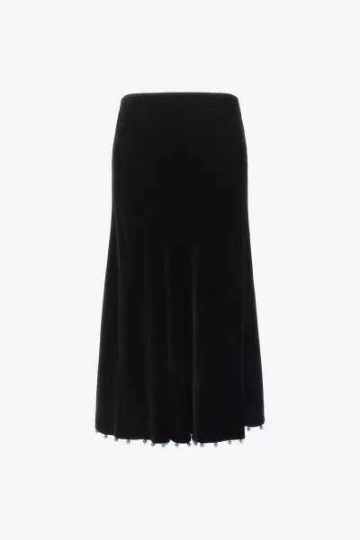 Donna Nero_191101 Conveniente Roberto Cavalli Beaded-Trim High-Waisted Skirt Gonne