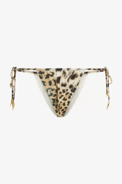 Donna Abbigliamento Mare Naturale Vendita Slip Bikini Stampa Leopard Roberto Cavalli