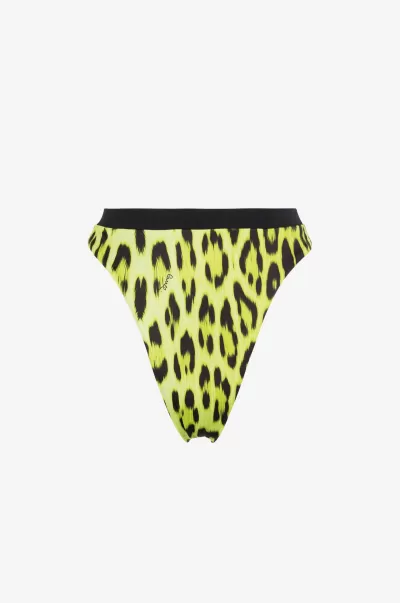 Slip Bikini Con Stampa Jaguar Abbigliamento Mare Roberto Cavalli Lime Estetico Donna