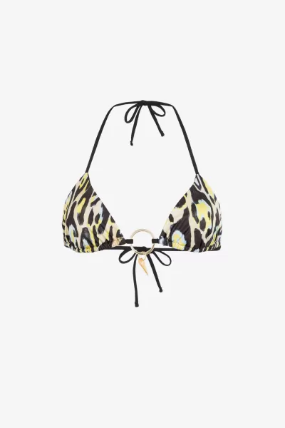 Abbigliamento Mare Innovativo Top Bikini Con Stampa Jaguar Donna Multicolor Roberto Cavalli
