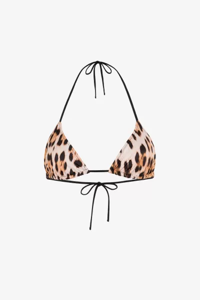 Top Bikini Con Stampa Leopard Donna Conveniente Macula_Naturale Roberto Cavalli Abbigliamento Mare