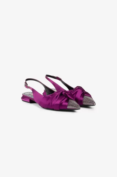 Roberto Cavalli Donna Décolleté Sconto Knot-Detail Crystal-Embellished Ballerina Shoes Viola/Black_Diamond