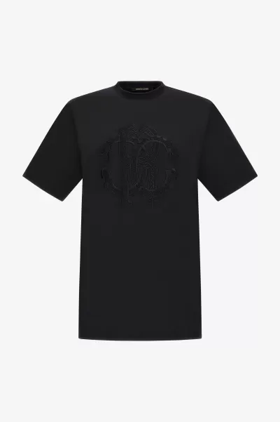 T-Shirt Con Logo Black T-Shirt E Polo Negozio Uomo Roberto Cavalli