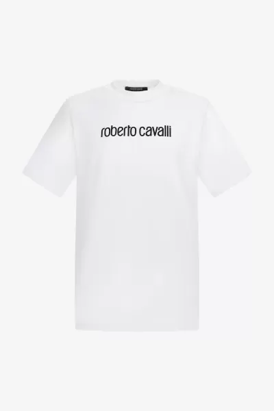 Spedizione White T-Shirt Con Logo T-Shirt E Polo Uomo Roberto Cavalli