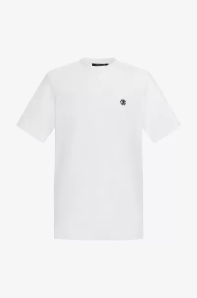 Uomo T-Shirt Con Monogram Rc Roberto Cavalli Negozio T-Shirt E Polo White