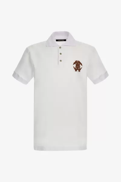 Roberto Cavalli T-Shirt E Polo Polo Con Monogram Mirror Snake Uomo White Design