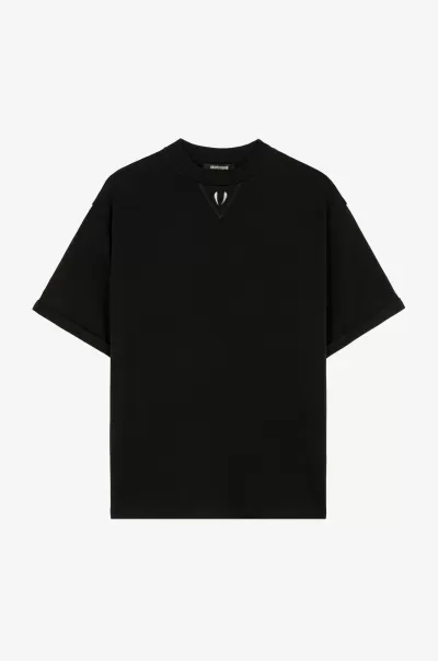 Reso Uomo T-Shirt E Polo Roberto Cavalli Black T-Shirt Con Zanne