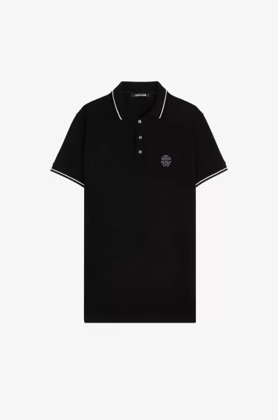Black T-Shirt E Polo Polo Con Monogram Mirror Snake Uomo Imballaggio Roberto Cavalli