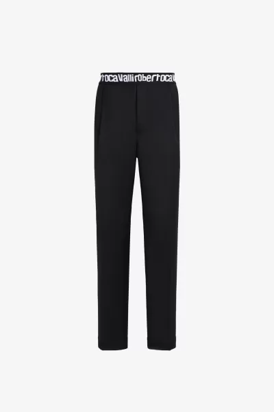 Quantità Black Roberto Cavalli Pantaloni E Shorts Uomo Pantaloni Sartoriali In Lana Con Logo