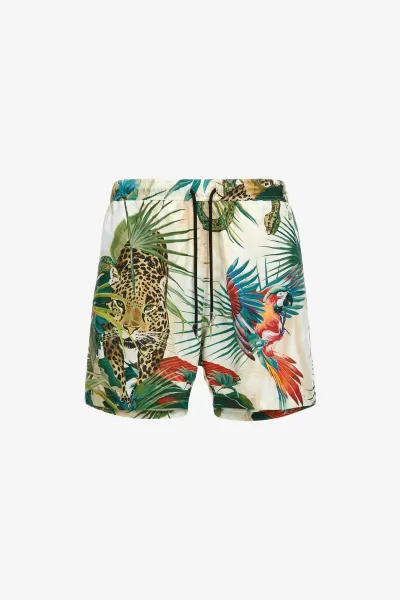 Shorts Da Bagno Con Jungle Negozio Avorio/Multicolor Abbigliamento Mare Roberto Cavalli Uomo