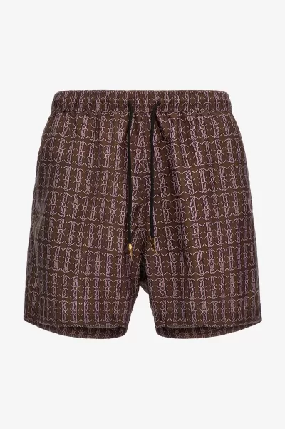Uomo Abbigliamento Mare Shorts Da Bagno Con Rc Sconto Roberto Cavalli Chocolate/Multicolor