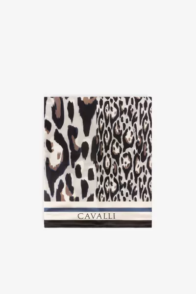 Negozio Online Roberto Cavalli Abbigliamento Mare Telo Da Spiaggia Con Logo E Stampa Jaguar Uomo Gray