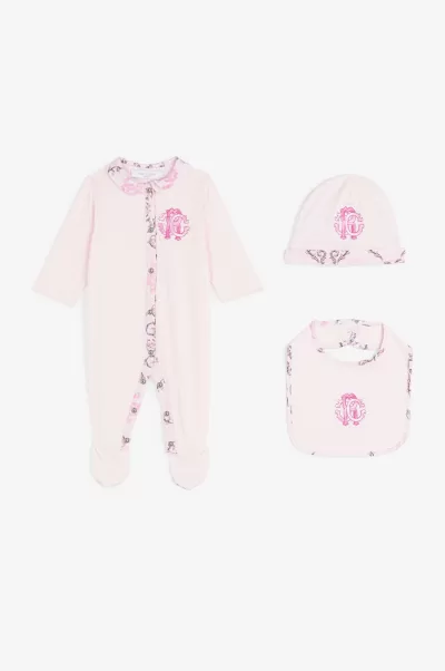 Abbigliamento Roberto Cavalli Bambino Lussuoso Baby_Pink Completo Con Monogram Rc