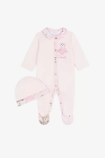 Raffinato Bambino Abbigliamento Baby_Pink Roberto Cavalli Completo Con Stampa Teddy Bear