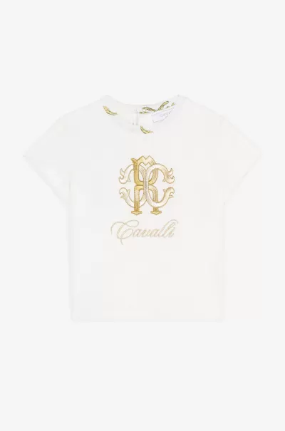 T-Shirt Con Monogram Rc Abbigliamento Garantire Roberto Cavalli Milky_White Bambino