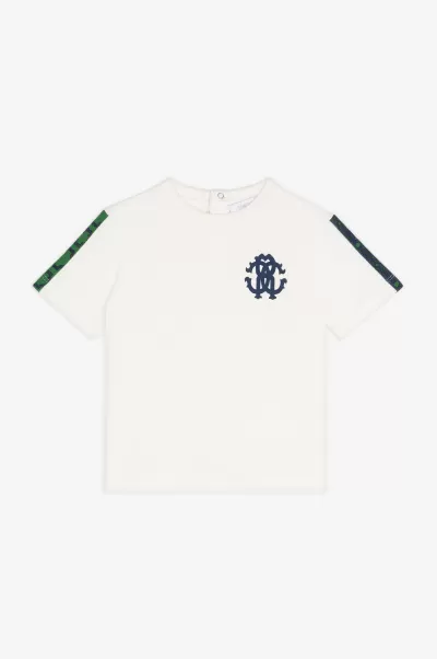 Marca Milky_White T-Shirt Con Monogram Rc Bambino Roberto Cavalli Abbigliamento