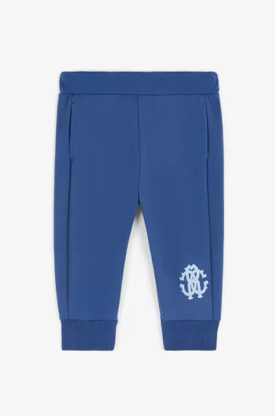 Blue Bambino Pantaloni Sportivi Con Logo Abbigliamento Roberto Cavalli Moda