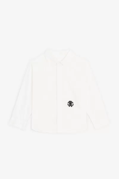 Camicia Con Monogram Rc Abbigliamento Spesa Bambino White Roberto Cavalli
