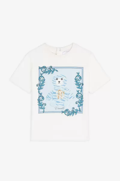 Bambino Abbigliamento Sconto Milky_White Roberto Cavalli T-Shirt Con Stampa Teddy Bear