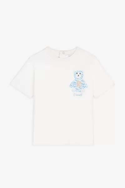Bambino Milky_White Accessibile Roberto Cavalli Abbigliamento T-Shirt Con Stampa Teddy Bear