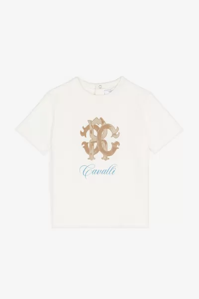 Abbigliamento Bambino T-Shirt Con Monogram Rc Roberto Cavalli Milky_White 2024