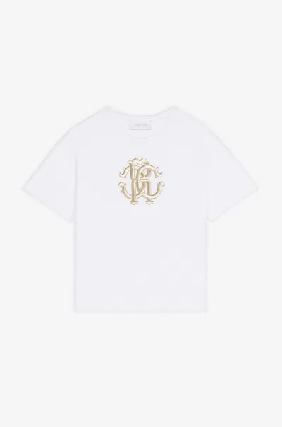 Optical_White T-Shirt Con Monogram Rc Roberto Cavalli Abbigliamento Bambino Pubblicità