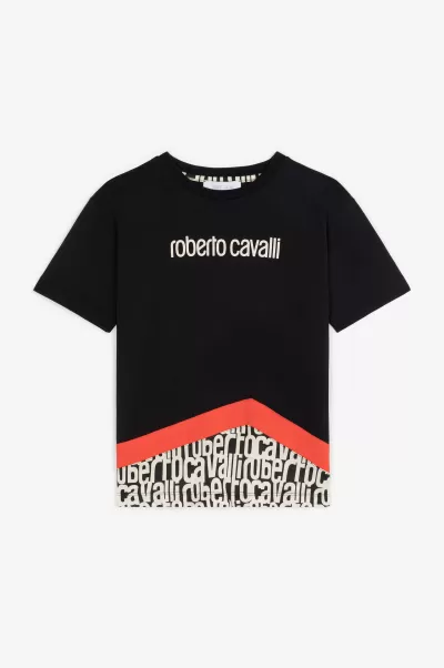 Pagamento Bambino T-Shirt Con Logo Abbigliamento Black Roberto Cavalli