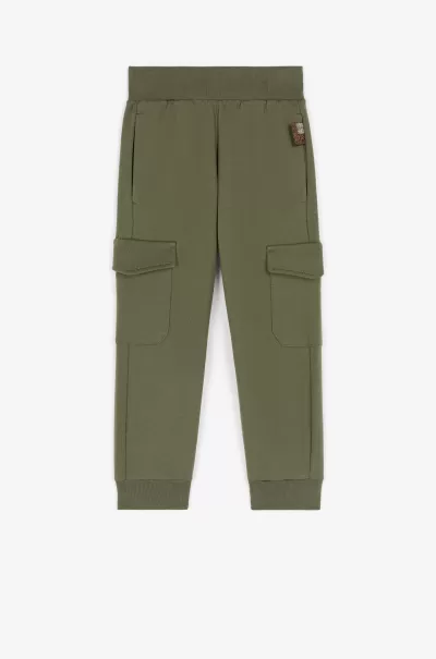 Pantaloni Sportivi Con Monogram Rc Roberto Cavalli Bambino Esclusivo Military_Green Abbigliamento
