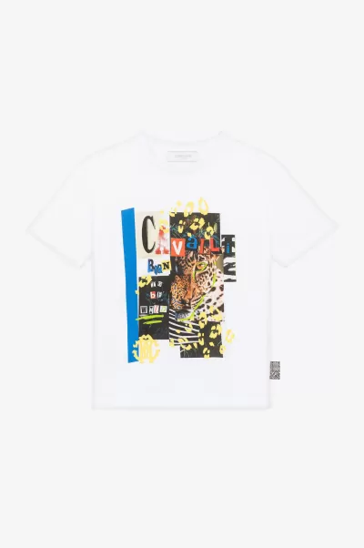 Roberto Cavalli Optical_White Abbigliamento Economico T-Shirt Con Stampa Collage Bambino