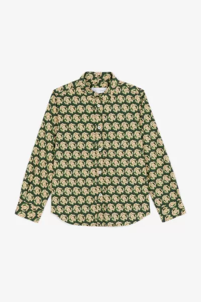Abbigliamento Green/Beige Camicia Con Monogram Rc Lussuoso Bambino Roberto Cavalli
